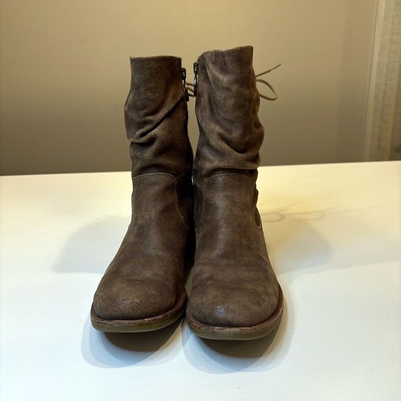 Sofft Women's Belmont Brown Leather Mid-Calf Slouch Side Zip Lace Up Booties 7 M - Picture 4 of 11